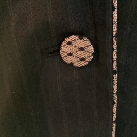 Rebecca Taylor jacket in mixed shadow striped patterns with lace trimming. - Picture 6 of 10